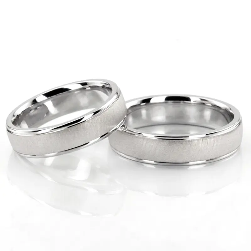 10K Classic-Brushed-Two-Tone-Wedding-Band-Set - alternate view 2