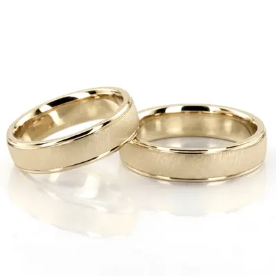 Classic Brushed Two-Tone Wedding Band Set - view 3 of 3