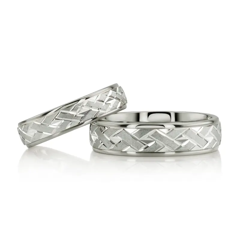 14K Attractive-Angled-Cut-Diamond-Cut-Wedding-Ring-Set - alternate view 2