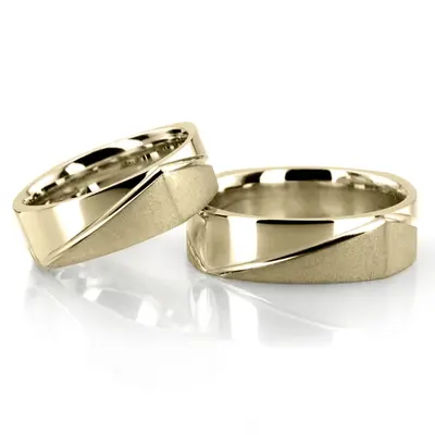 Symmetrical Four Sided Fancy Carved Wedding Ring Set - view 2 of 3