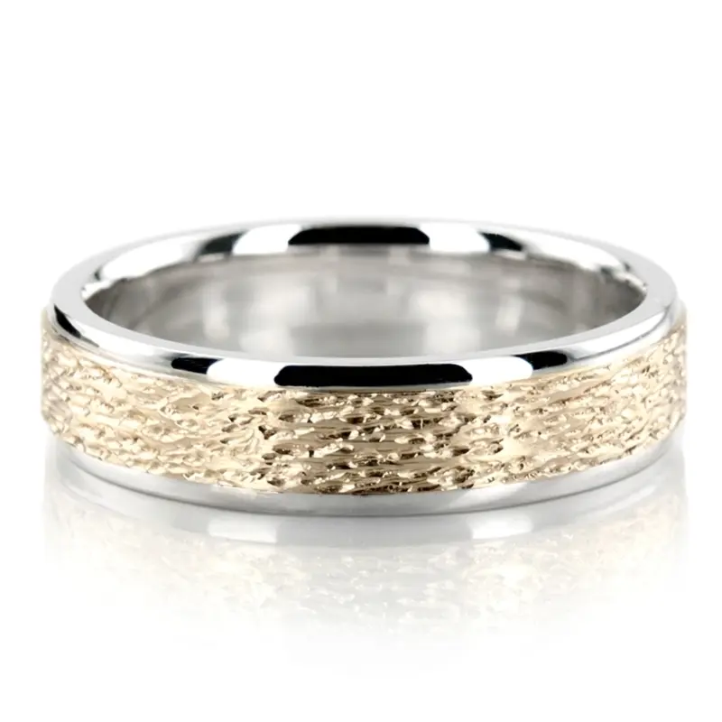 14K Rough-Step-Edge-Wedding-Ring-Set - alternate view 5