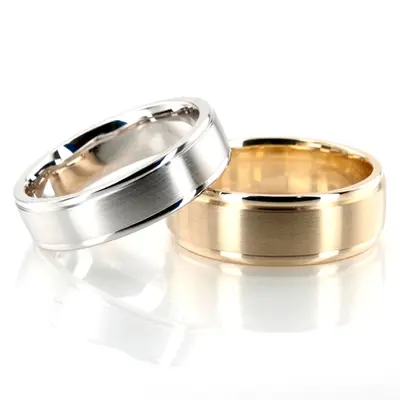 Classic Round Satin Finish Wedding Band Set - view 1 of 4