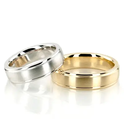 Classic Round Satin Finish Wedding Band Set - view 4 of 4