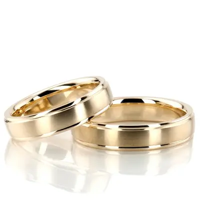 Classic Round Satin Finish Wedding Band Set - view 2 of 4