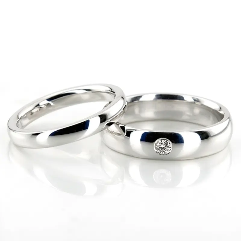 10K Dome-Solitaire-Wedding-Band-Set - main view