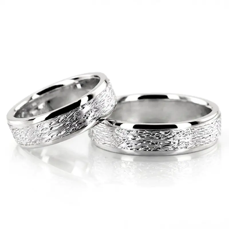 14K Rough-Step-Edge-Wedding-Ring-Set - alternate view 3