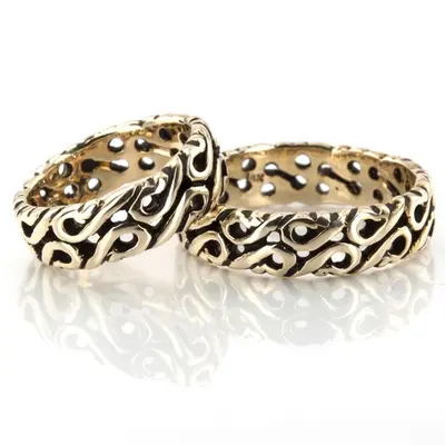 Unique Celtic Handmade Wedding Ring Set - view 1 of 2