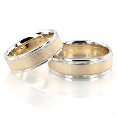 Flawless Milgrain Basic Designer Wedding Band Set - view 1 of 4