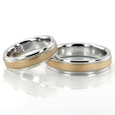 Flawless Milgrain Basic Designer Wedding Band Set - view 2 of 4