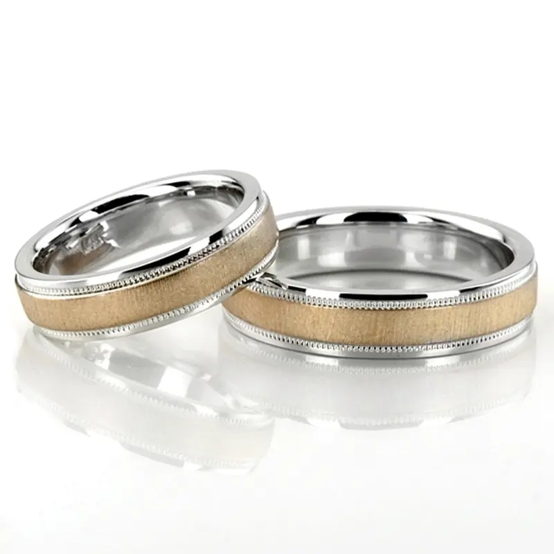 10K Sleek-Milgrain-Basic-Designer-Wedding-Band-set - alternate view 2