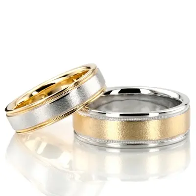 Flawless Milgrain Basic Designer Wedding Band Set - view 3 of 4
