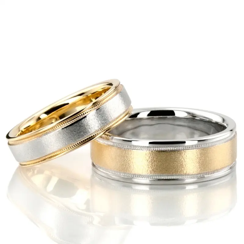 10K Sleek-Milgrain-Basic-Designer-Wedding-Band-set - alternate view 3