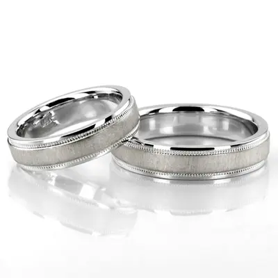 Flawless Milgrain Basic Designer Wedding Band Set - view 4 of 4