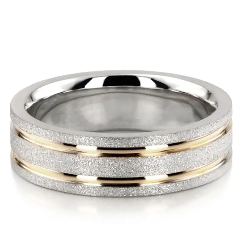 14K Contemporary-Two-Color-Stoned-Wedding-Ring-Set - alternate view 3