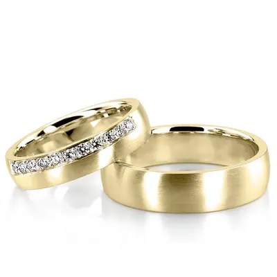 Low Dome Diamond Wedding Band Set - view 2 of 2