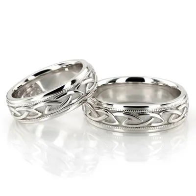 Classic Shiny Celtic Wedding Band Set - view 2 of 3