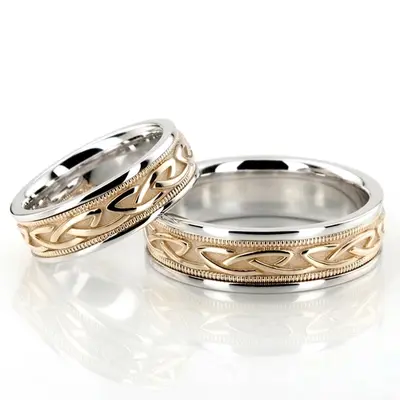 Classic Shiny Celtic Wedding Band Set - view 1 of 3