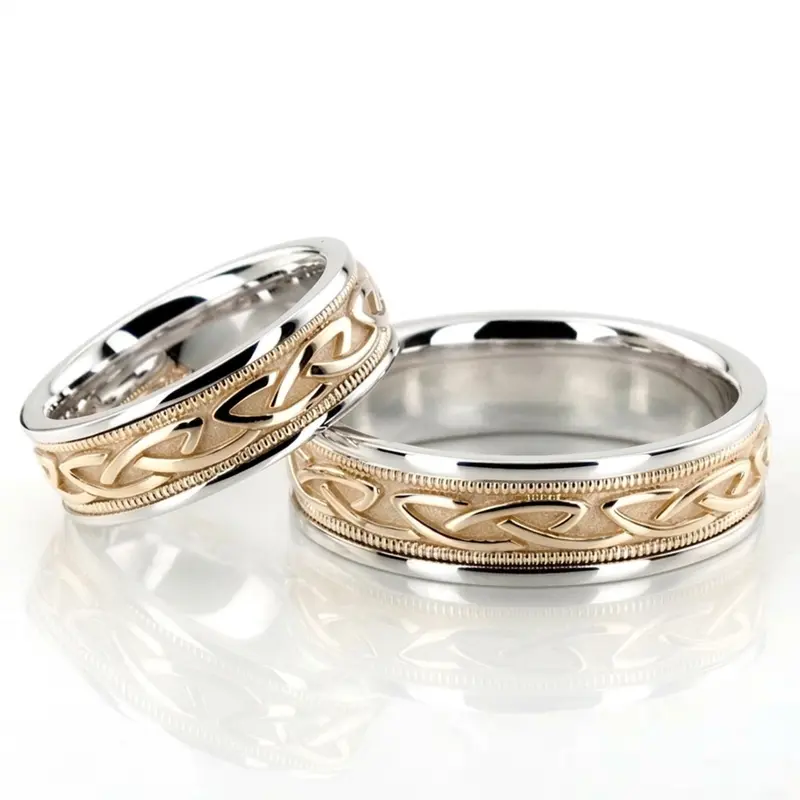 14K Classic-Shiny-Celtic-Wedding-Band-Set - main view