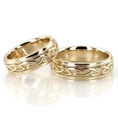 Classic Shiny Celtic Wedding Band Set - view 3 of 3