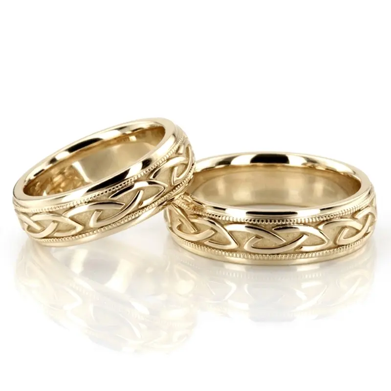 14K Classic-Shiny-Celtic-Wedding-Band-Set - alternate view 3
