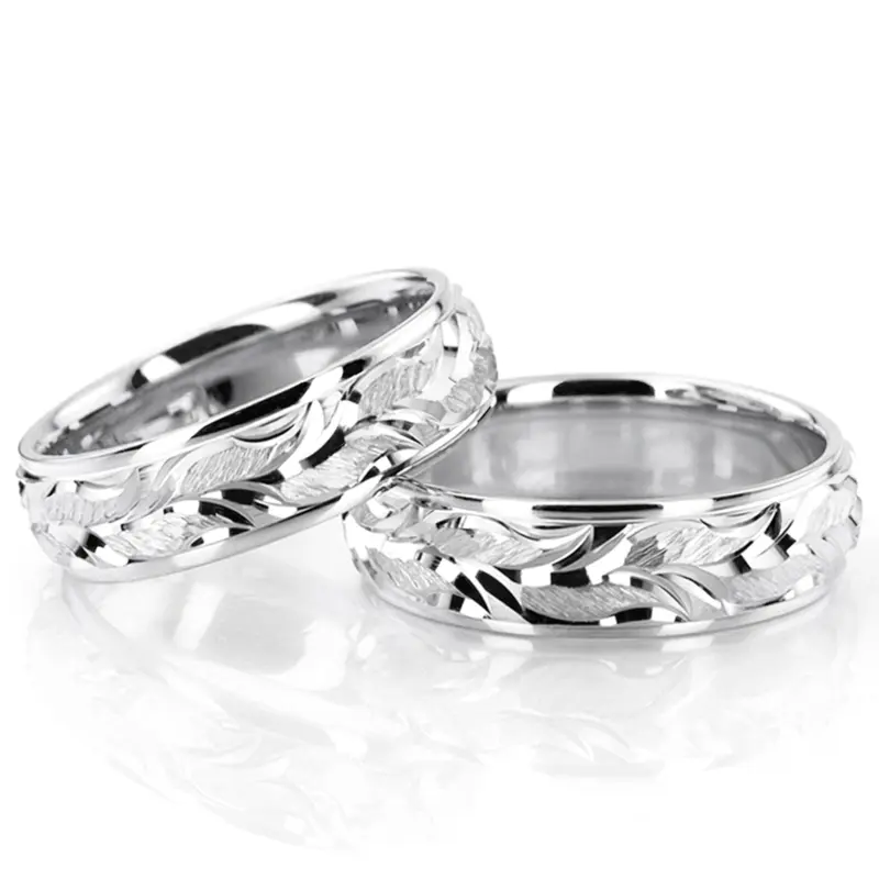 10K Floral-Carved-Fancy-Wedding-Ring-Set - alternate view 2