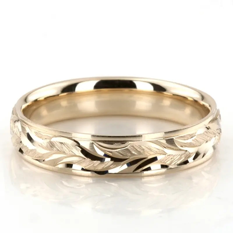 10K Floral-Carved-Fancy-Wedding-Ring-Set - alternate view 3