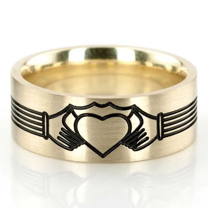 14K Black-Nano-Celtic-Claddagh-Wedding-Band-Set - alternate view 6