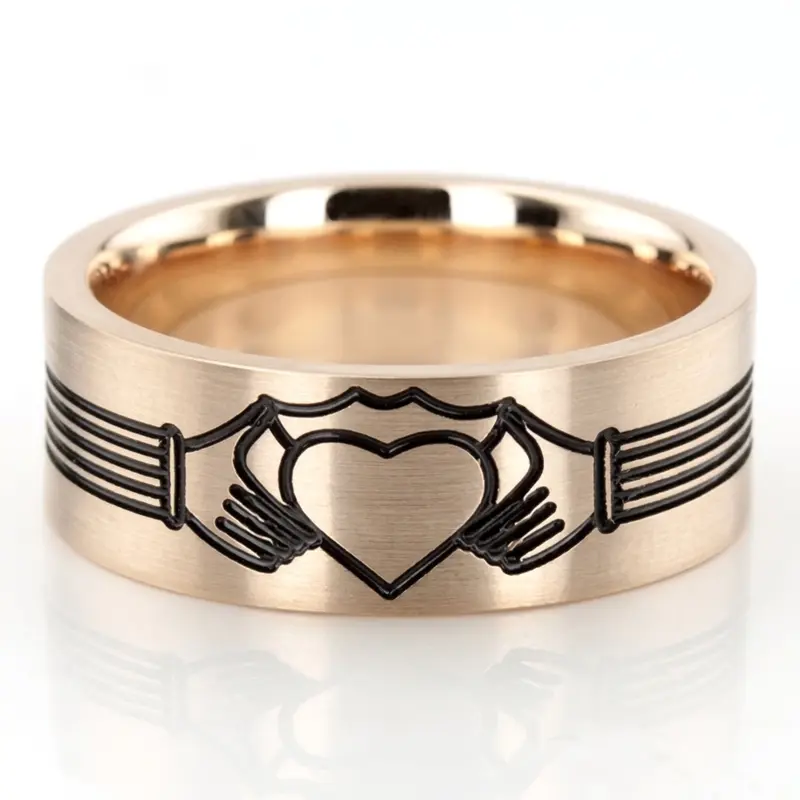 14K Black-Nano-Celtic-Claddagh-Wedding-Band-Set - alternate view 5