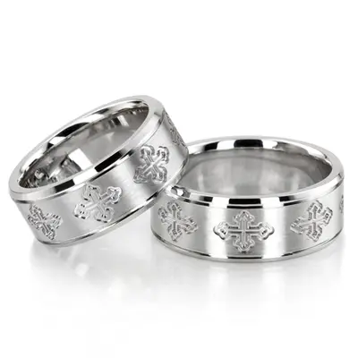 Cross Cut Designer Wedding Band Set - view 1 of 3