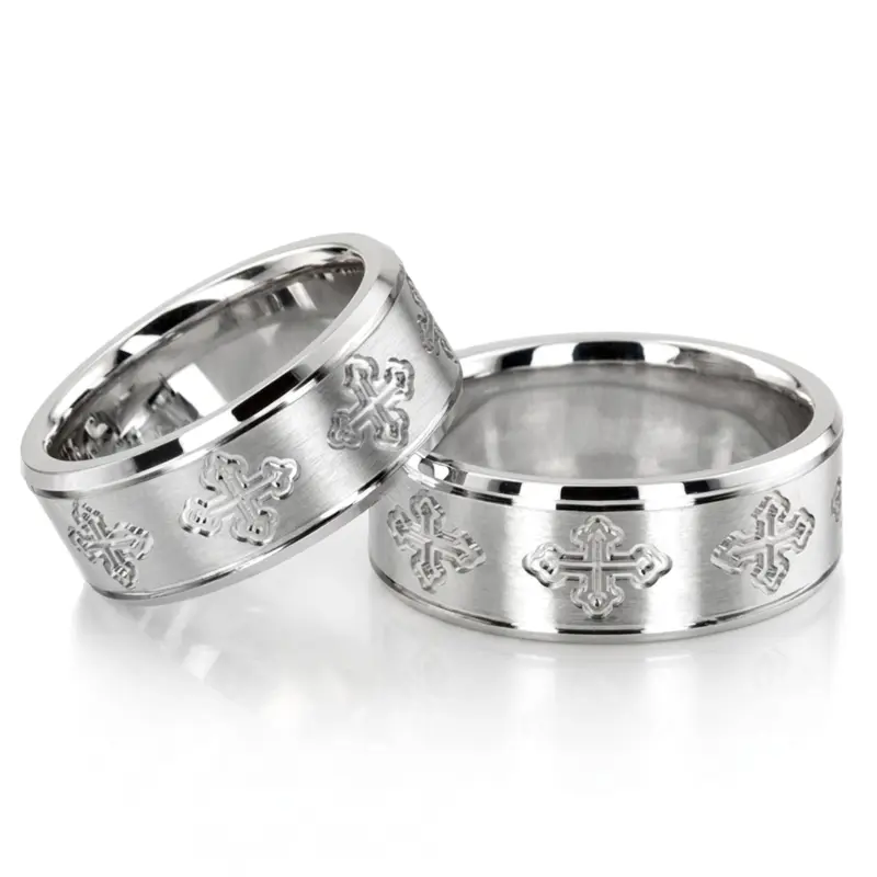 10K Cross-Cut-Designer-Wedding-Band-Set - main view