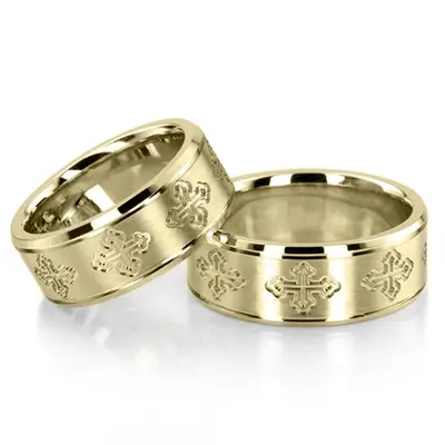 Cross Cut Designer Wedding Band Set - view 2 of 3