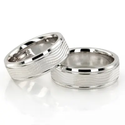 Carved Design Wedding Ring Set - view 1 of 4