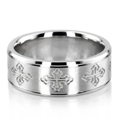 Cross Cut Designer Wedding Band Set - view 3 of 3