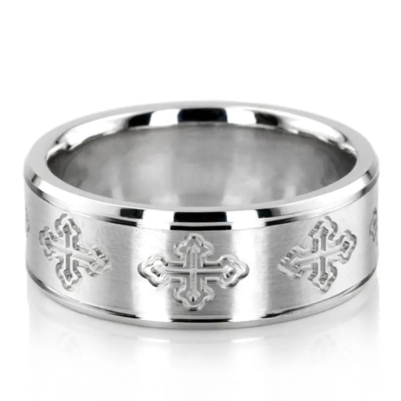 10K Cross-Cut-Designer-Wedding-Band-Set - alternate view 3
