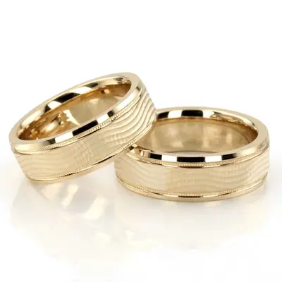 Carved Design Wedding Ring Set - view 2 of 4
