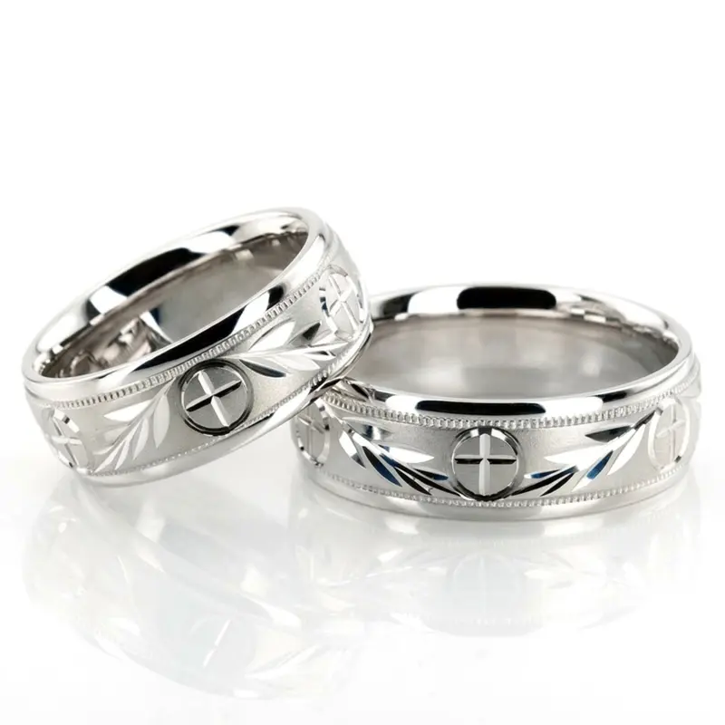 10K Religious-Leaf-Design-Wedding-Band-set - alternate view 3