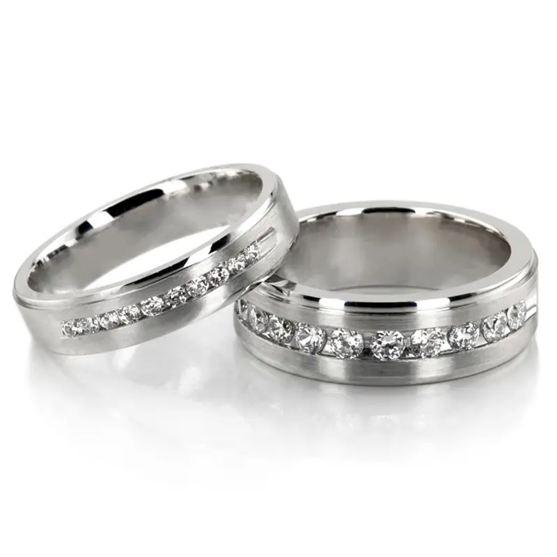 10K Step-Edge-Channel-Diamond-Wedding-Band-Set - main view