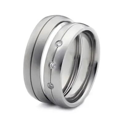 Three Stone Diamond Wedding Ring Set - view 1 of 2