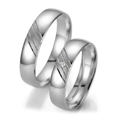 Basic Diamond Wedding Band Set - view 1 of 4