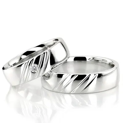 Basic Diamond Wedding Band Set - view 3 of 4