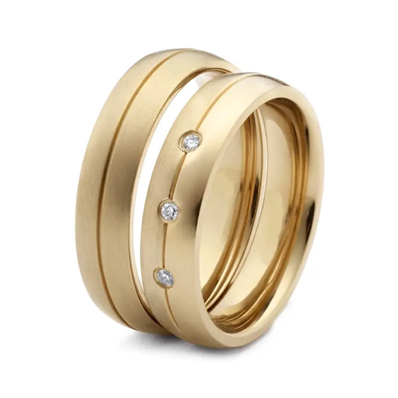 10K Three-Stone-Diamond-Wedding-Ring-Set - alternate view 2