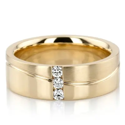 Modern Wave Design Satin and Polished Wedding Band Set  - view 4 of 6