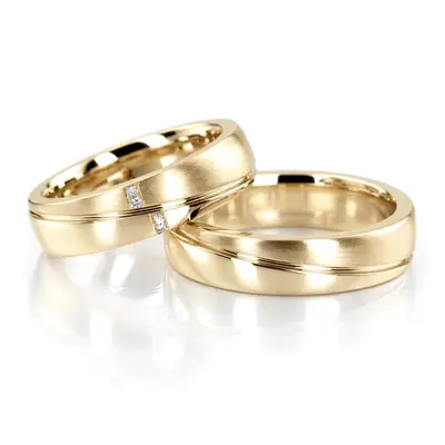 Stylish Diagonal Diamond Wedding Ring Set - view 3 of 3