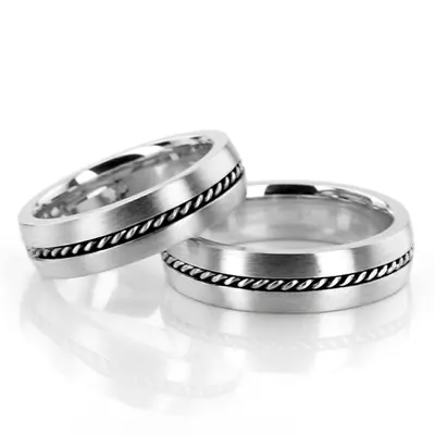 Braided Handcrafted Wedding Band Set - view 1 of 3
