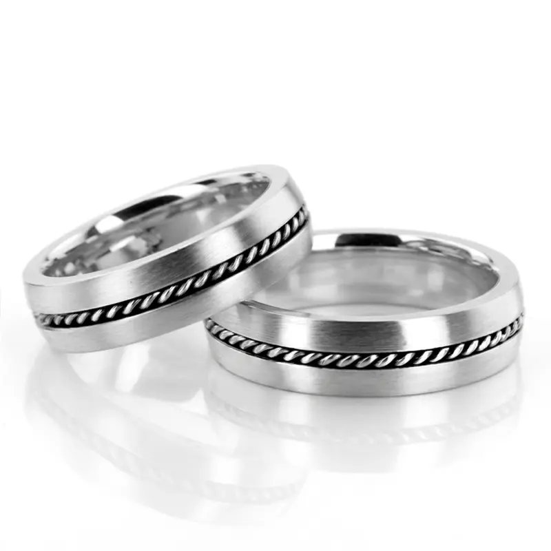 14K Braided-Handcrafted-Wedding-Band-Set - main view