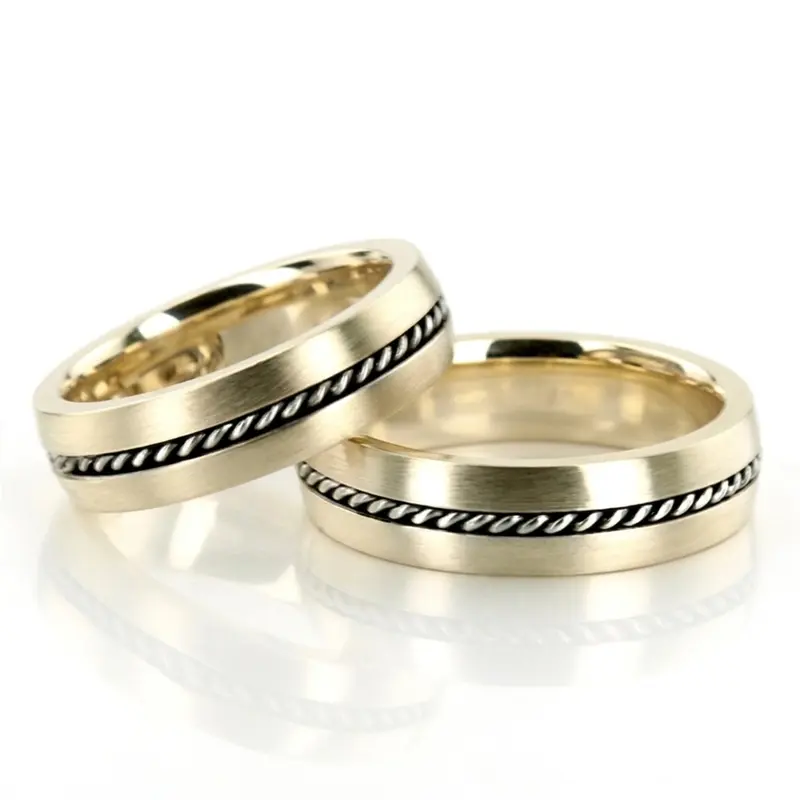 14K Braided-Handcrafted-Wedding-Band-Set - alternate view 2