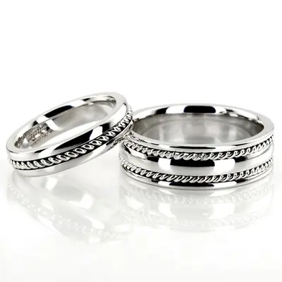 Handcrafted Braided Couples Wedding Band Set - view 2 of 3