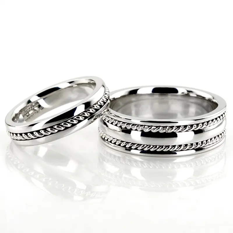 10K Braided-Handcrafted-Wedding-Band-Set - alternate view 2