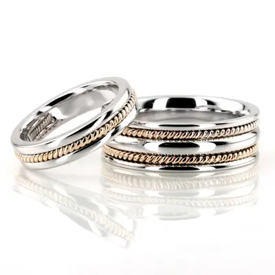 Handcrafted Braided Couples Wedding Band Set - view 1 of 3