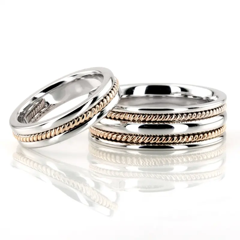 10K Braided-Handcrafted-Wedding-Band-Set - main view